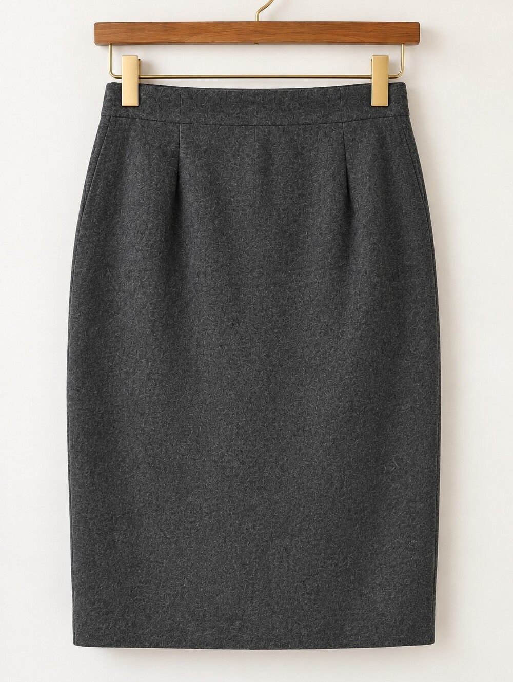 Vintage Wool Charcoal Grey Pencil Skirt